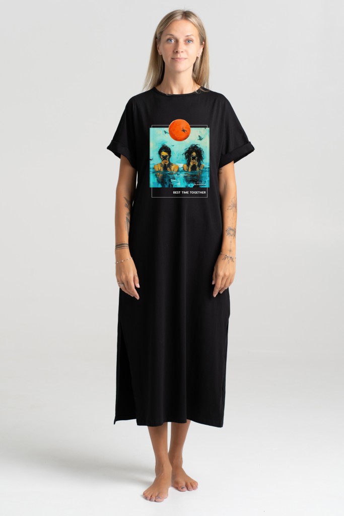 Long Cotton Dress “Best time together” Dresses  - 2