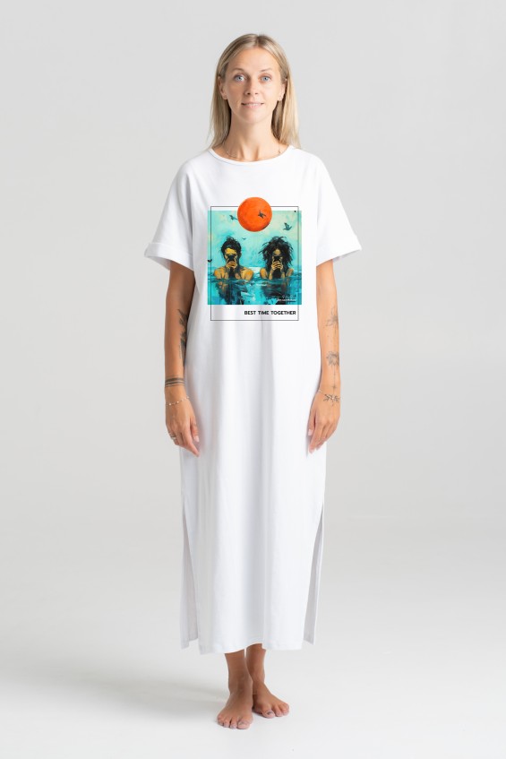 Long Cotton Dress “Best time together” Dresses  - 3