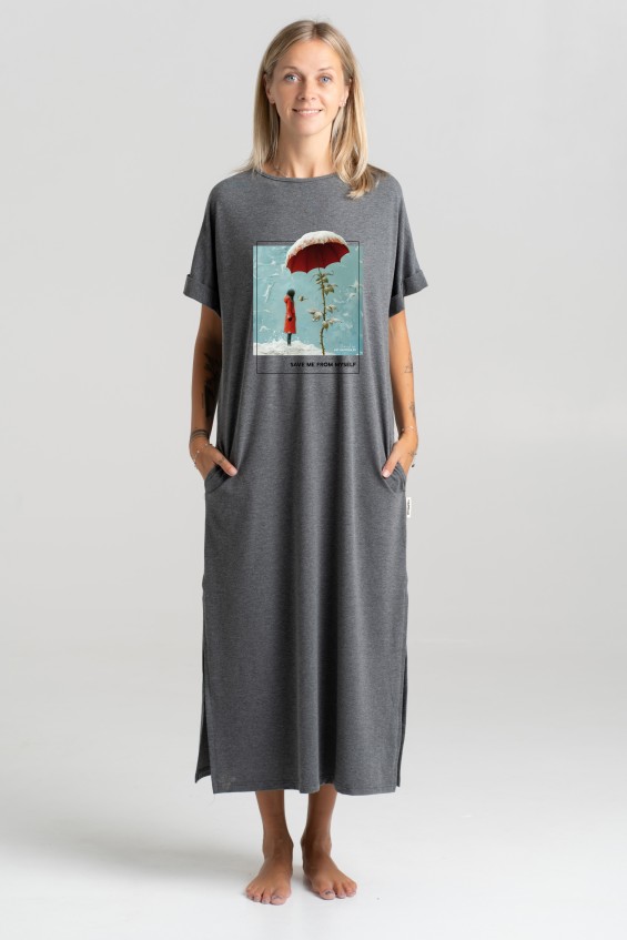 Long cotton dress “Save me from myself” Dresses  - 3