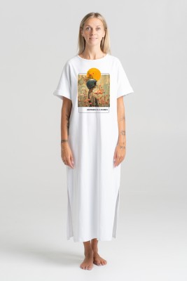 Minimalistic Art-Printed Long Dress