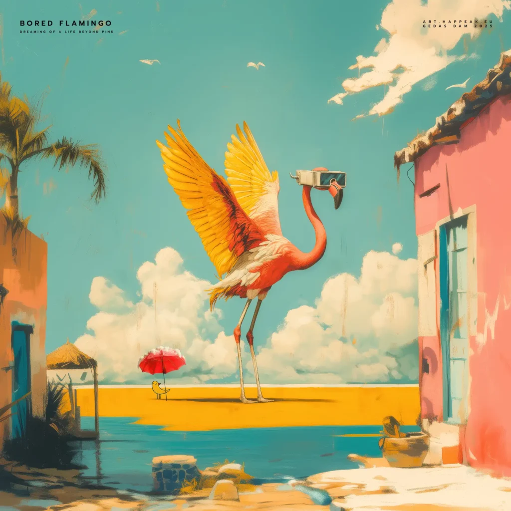 Canvas “Bored Flamingo” Canvas  - 6