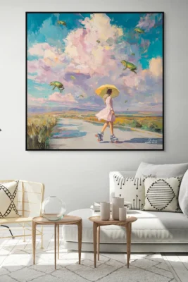 Canvas "Frog rain" “Frog rain — when the sky spills secrets in leaps and croaks, and the world feels both strange and alive. Each drop a tiny miracle, each splash a symphony from the unexpected. Nature’s wild humor, falling from above.”