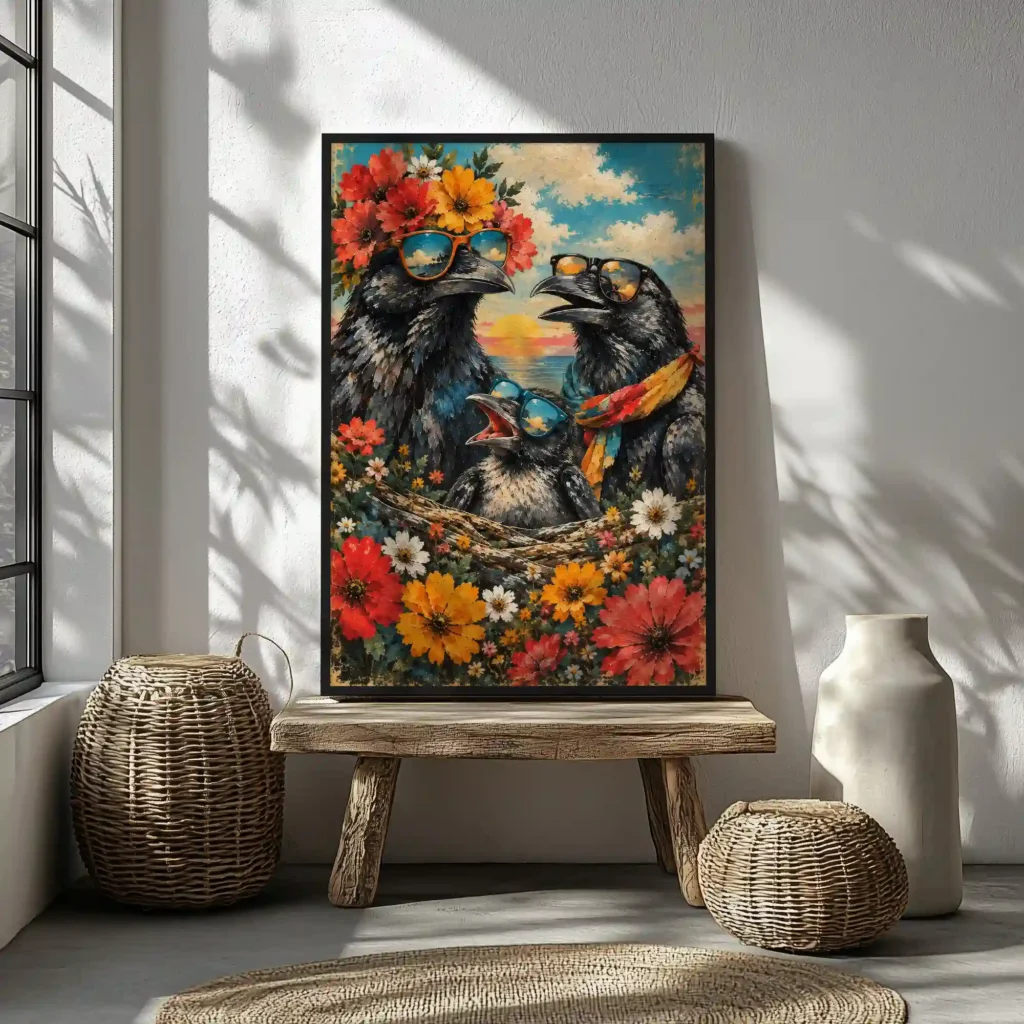 Crow Family Canvas Canvas  - 2