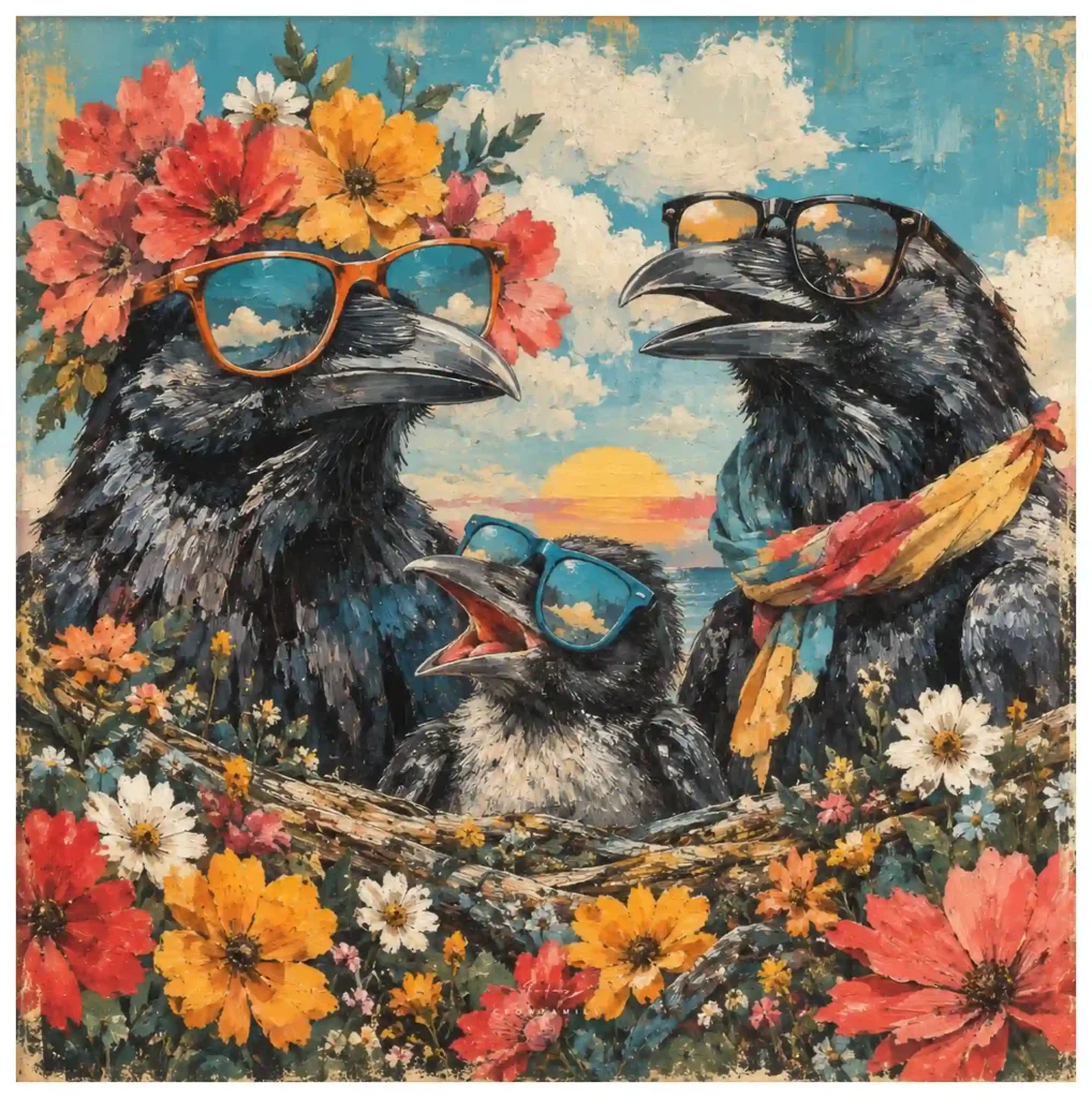 Crow Family Canvas Canvas  - 8