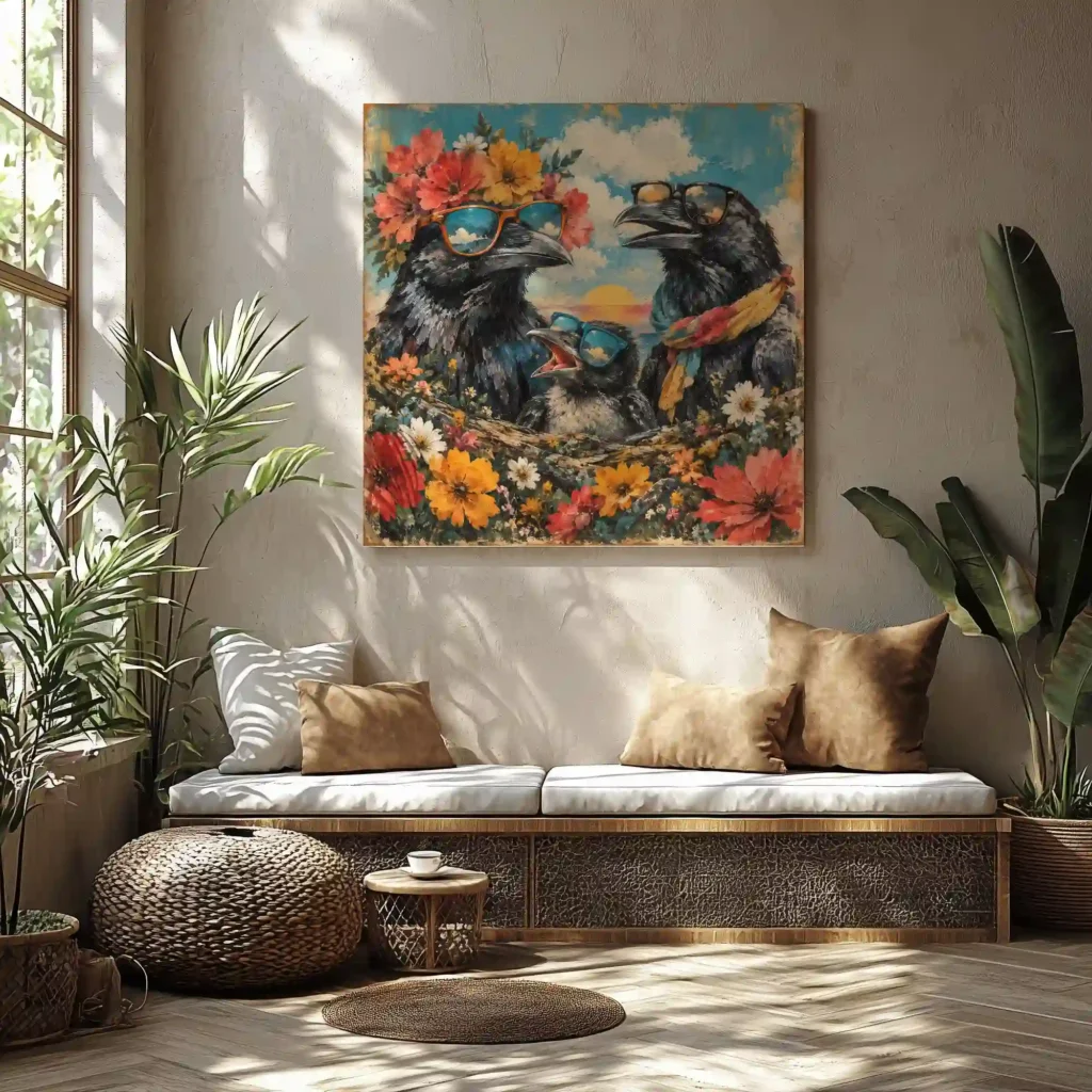 Crow Family Canvas Canvas  - 6