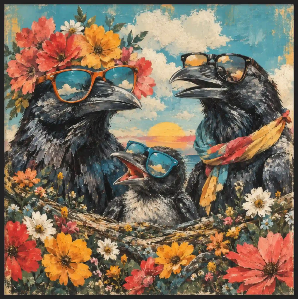 Crow Family Canvas Canvas  - 7