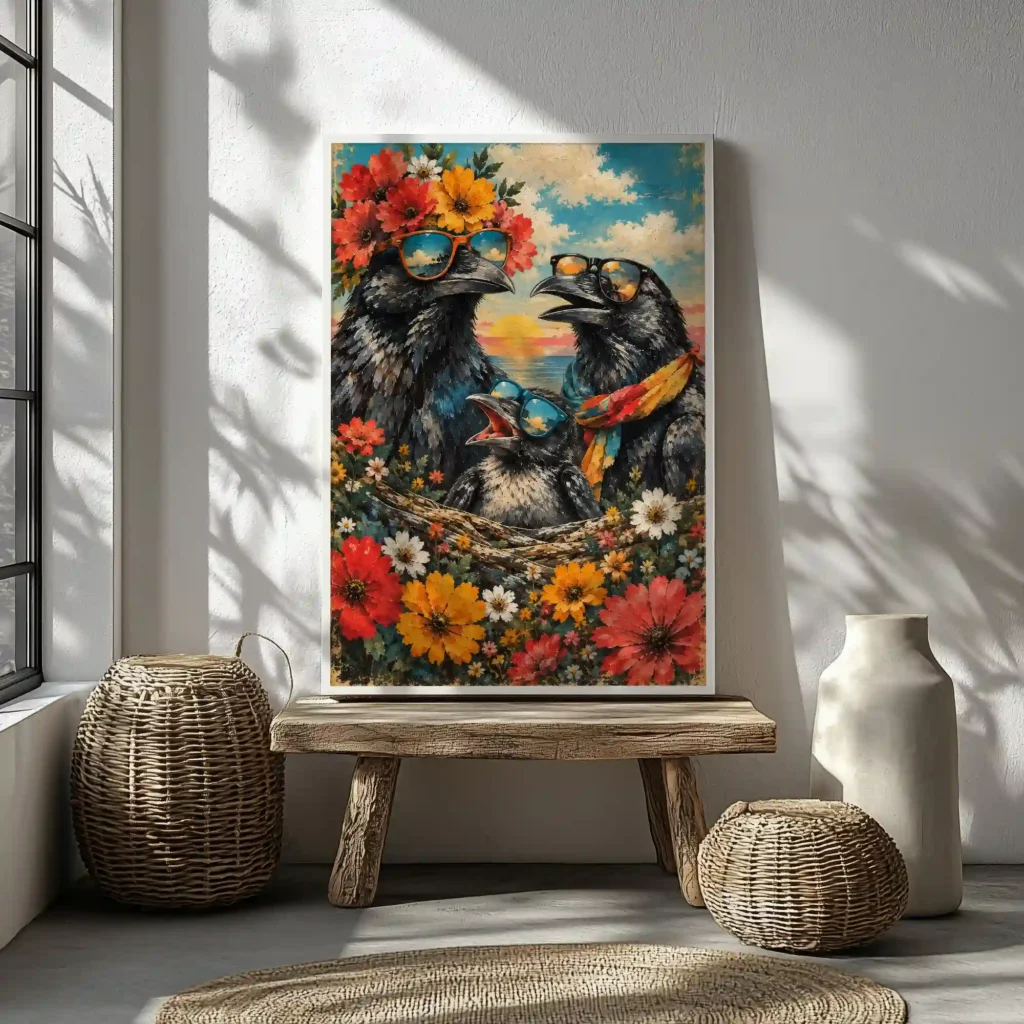 Crow Family Canvas Canvas  - 1