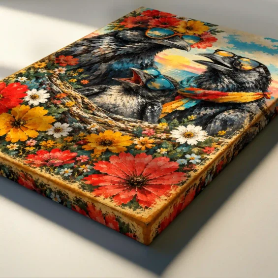 Crow Family Canvas Canvas  - 5
