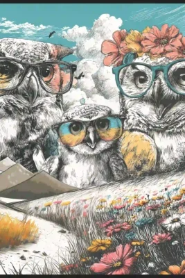 Canvas Owl Family