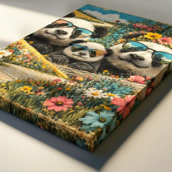 Panda Family Canvas Canvas  - 4