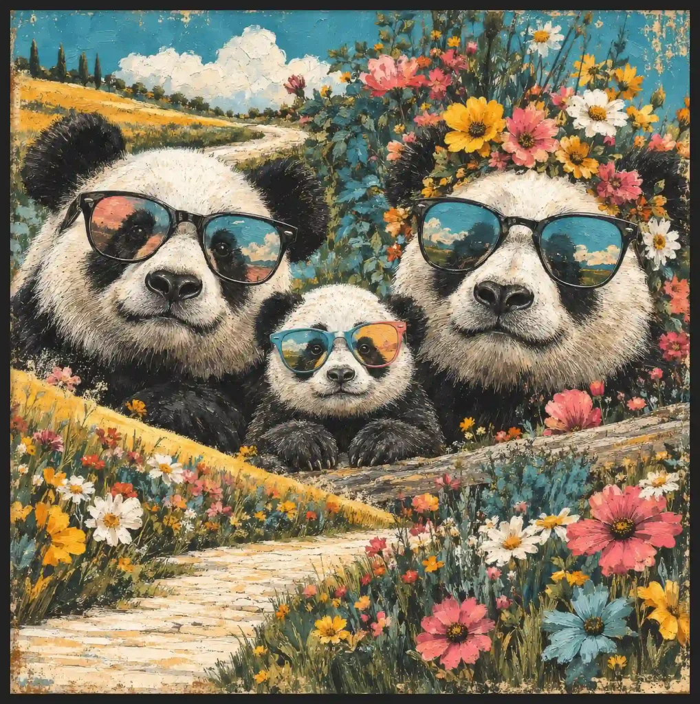 Panda Family Canvas Canvas  - 3