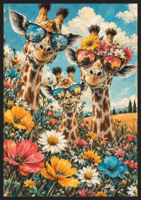 Giraffe Family Canvas Canvas  - 4