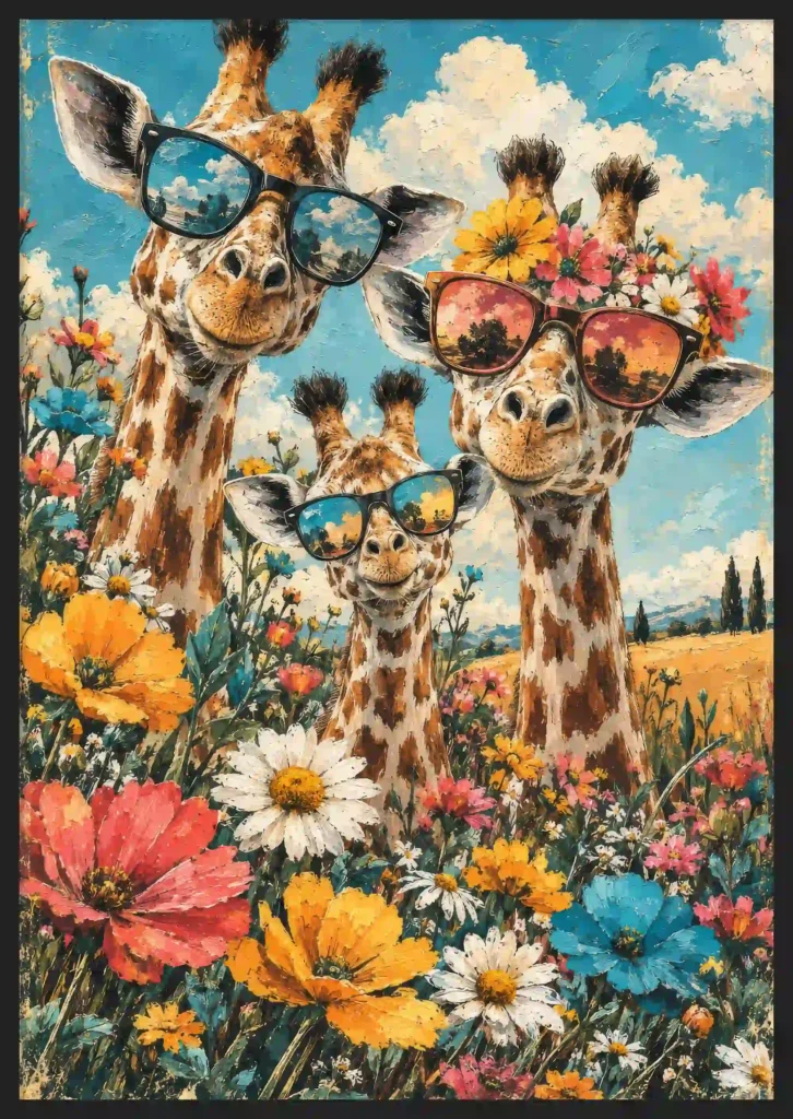 Giraffe Family Canvas Canvas  - 4