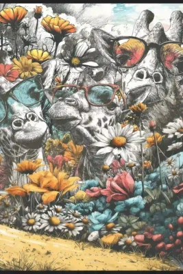 Canvas Giraffe Family