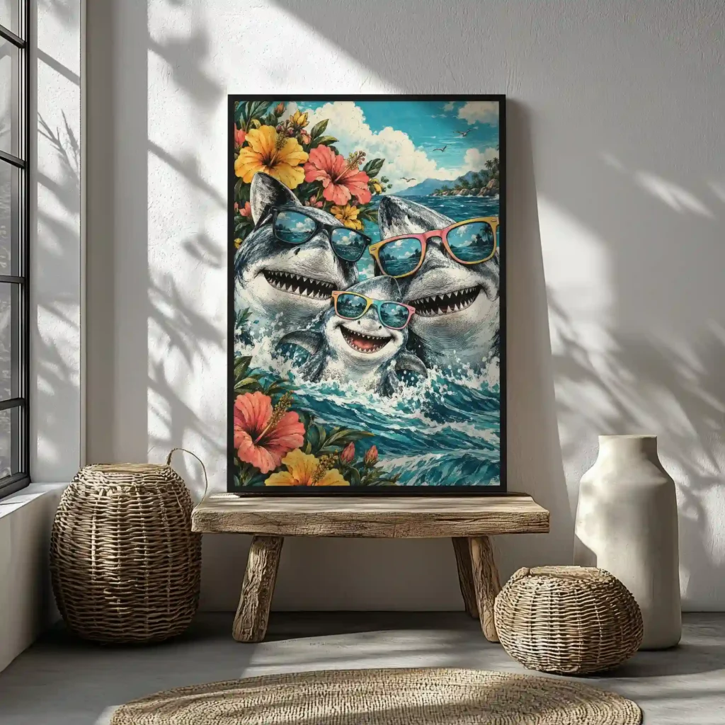 Shark Family Canvas Canvas  - 2
