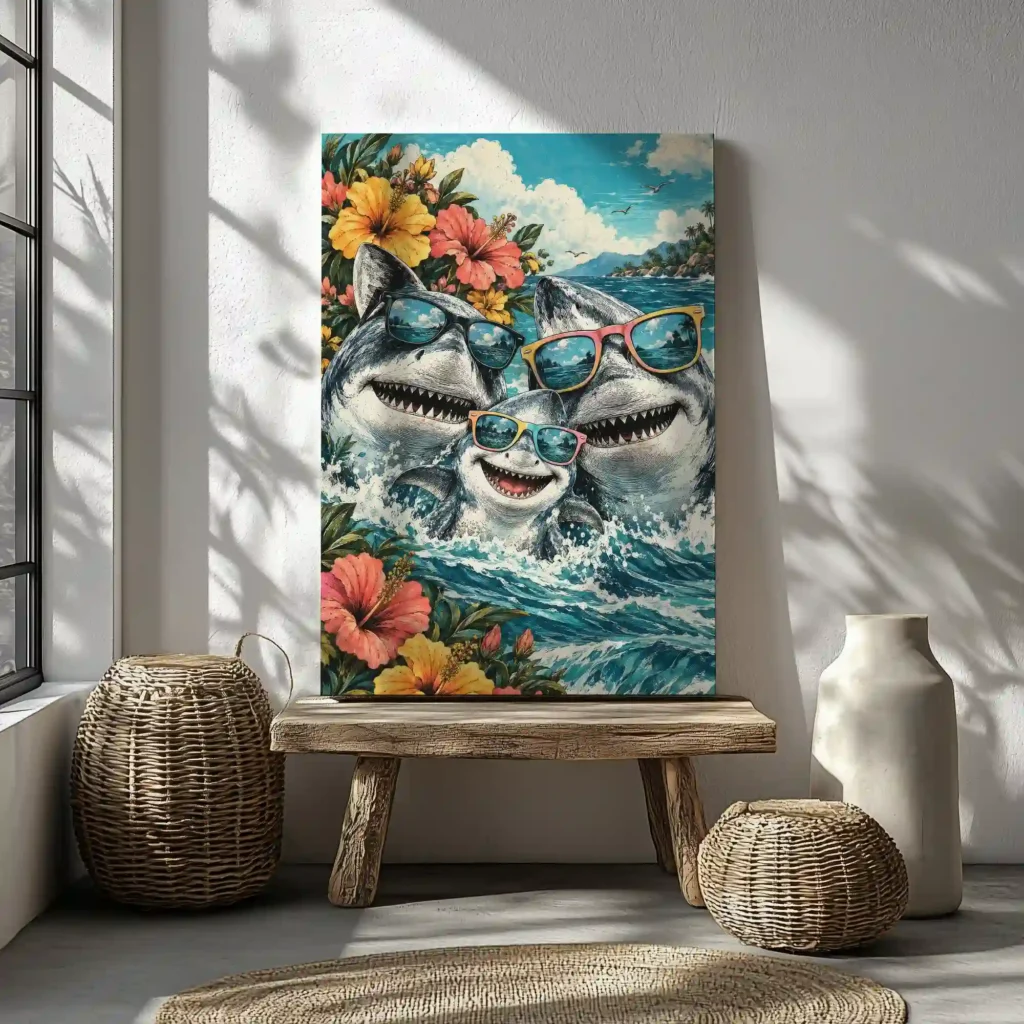 Shark Family Canvas Canvas  - 3