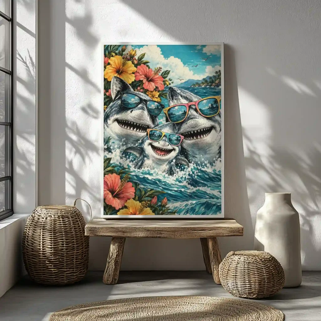 Shark Family Canvas Canvas  - 1