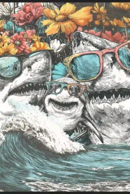 Canvas Shark Family