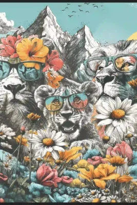 Canvas Lion Family