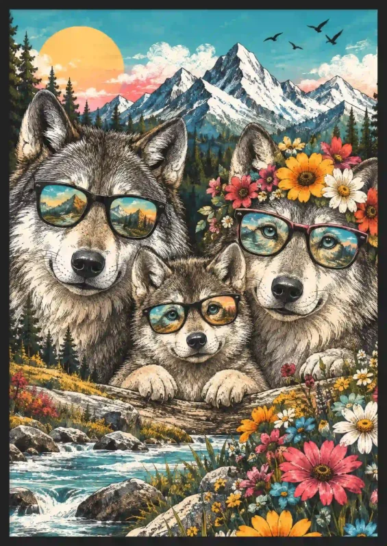 Canvas “Wolf family” Canvas  - 4