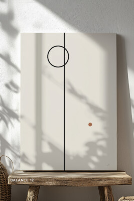 minimal geometric art, black line canvas print, modern wall decor, Balance Series, refined interior