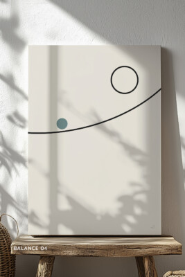 abstract canvas art, minimal wall art, geometric interior decor, Balance Series, black line design
