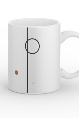 minimal ceramic mug, geometric mug, white glossy coffee cup, Balance Series, refined design