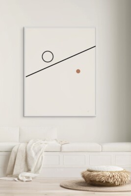 minimal framed poster, geometric wall art, black line framed print, Balance Series, modern interior decor