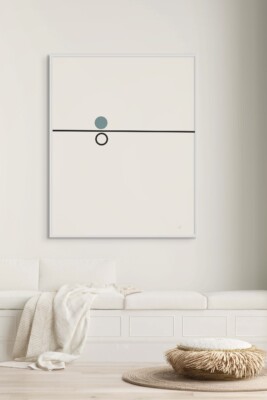 geometric framed art, minimalist wall print, black line poster, Balance Series, modern decor