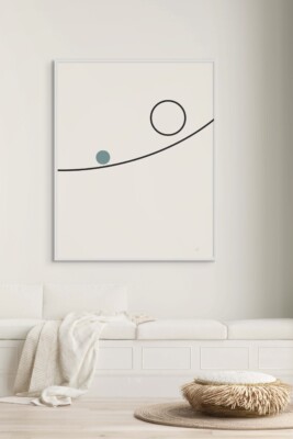 abstract framed poster, minimal interior art, geometric framed decor, Balance Series, black line design