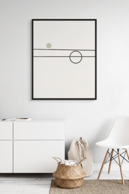 minimal framed art, geometric wall decor, black line framed print, Balance Series, Scandinavian interior