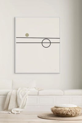 minimal framed art, geometric wall decor, black line framed print, Balance Series, Scandinavian interior