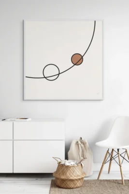 abstract minimal art, geometric canvas decor, black line wall print, Balance Series, structured interior