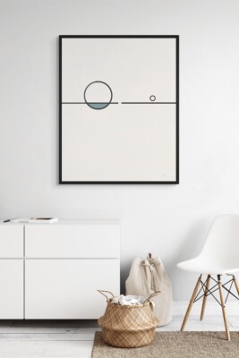 black line framed art, geometric wall print, minimal interior decor, Balance Series, modern wall design