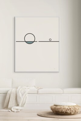 black line framed art, geometric wall print, minimal interior decor, Balance Series, modern wall design