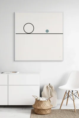 subtle geometric art, minimal canvas decor, black line wall art, Balance Series, structured design