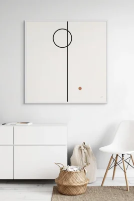 minimal geometric art, black line canvas print, modern wall decor, Balance Series, refined interior