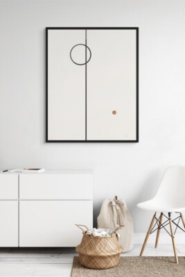 minimal geometric framed art, black line poster, modern wall decor, Balance Series, refined interior