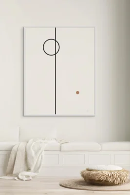 minimal geometric framed art, black line poster, modern wall decor, Balance Series, refined interior
