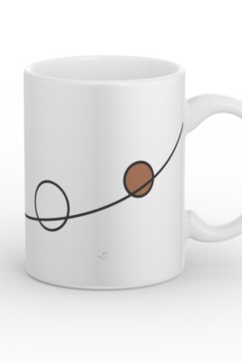 abstract ceramic mug, minimalist coffee mug, white glossy mug, Balance Series, clean design