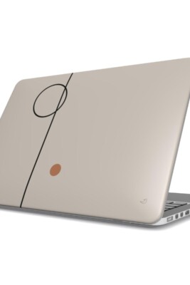 minimal MacBook case, geometric laptop accessory, black line art, Balance Series, structured tech cover