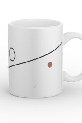 minimal ceramic mug, geometric coffee mug, white glossy mug, Balance Series, black line design
