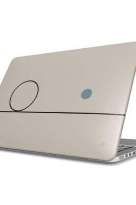 subtle MacBook case, geometric laptop cover, black line design, Balance Series, modern workspace