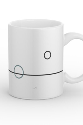 line art mug, minimal coffee cup, white ceramic mug, Balance Series, geometric design