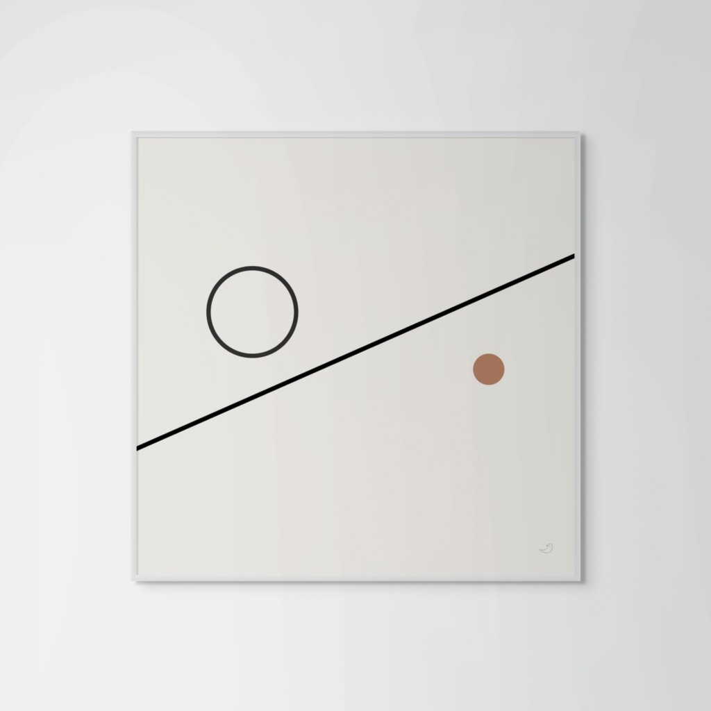 Balance 01 minimal geometric art composition with offset circles