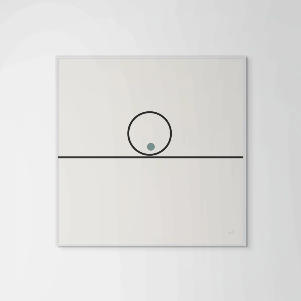 Balance 07 minimal geometric art with grounded horizontal line