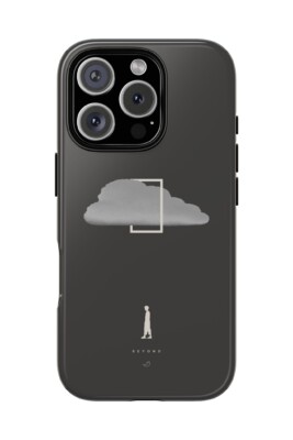 Horizons 03 Beyond charcoal phone case with cloud escaping frame