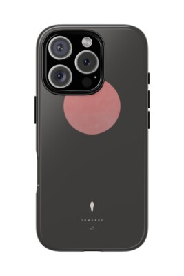 Horizons 01 Towards charcoal phone case with large moon and solitary figure