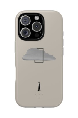 Horizons 03 Beyond sand phone case with cloud escaping frame