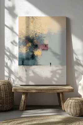 The Plan abstract artwork featuring expressive geometric forms and symbolic structures exploring control, order, and uncertainty.